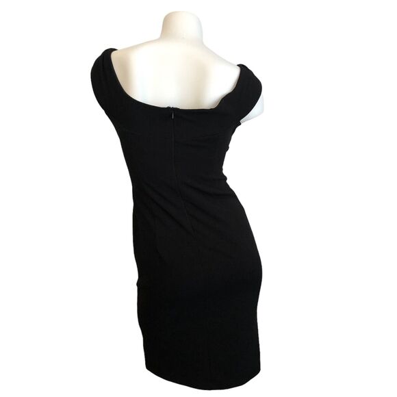 NEW Aqua Portrait Collar Twist Front Off Shoulder Dress Black Womens Small - Picture 4 of 7